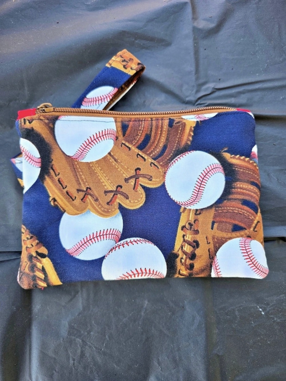 Baseball Glove & Baseball Print Wristlet